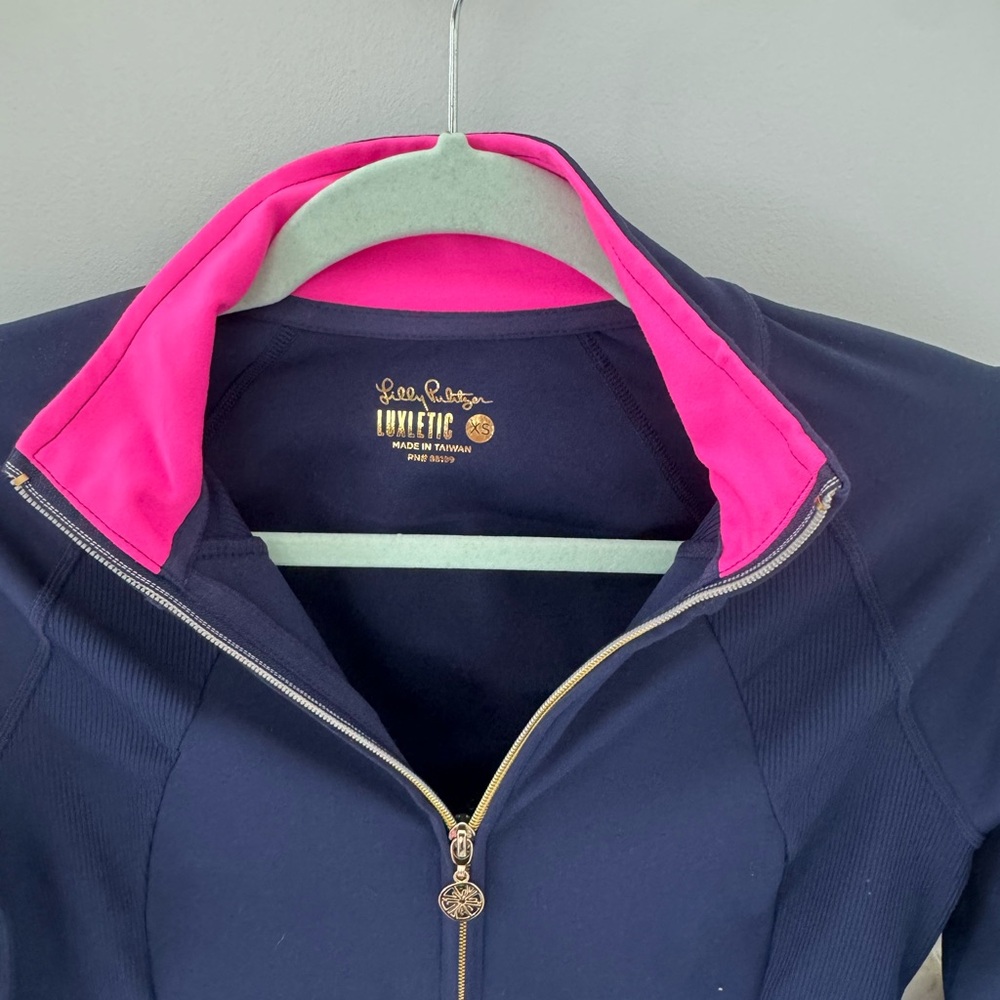 Lilly Pulitzer Navy Jacket with Pink Collar - Picture 3 of 7